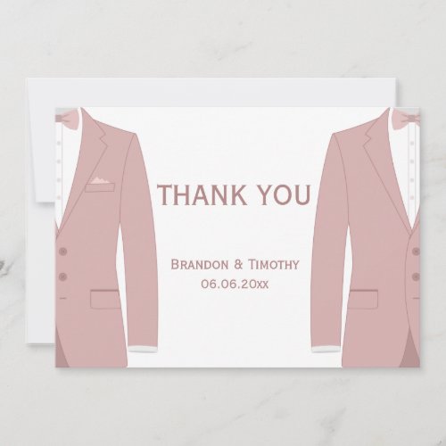 Light Pink Gay Wedding Thank You Cards