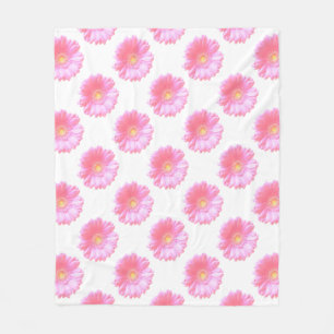 Light pink gerbera daisy fleece blanket