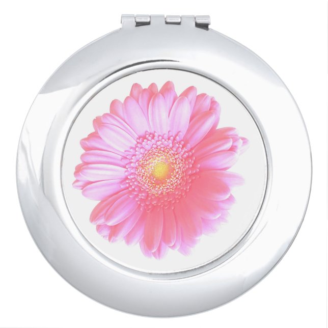 Light pink gerbera daisy makeup mirror (Front)