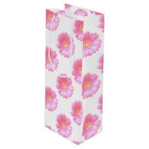 Light pink gerbera daisy wine gift bag
