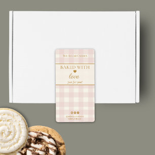 Light Pink Gingham Baked With Love Bakery Box  Label