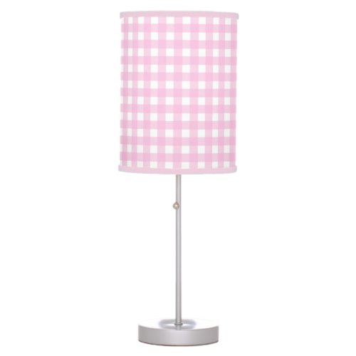 Light Pink Gingham Check Table Lamp