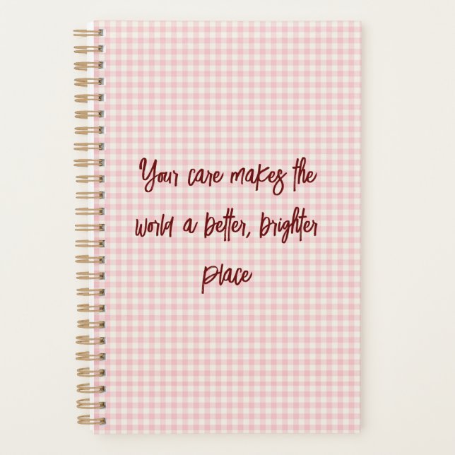 Light Pink Gingham Pattern Planner (Front)