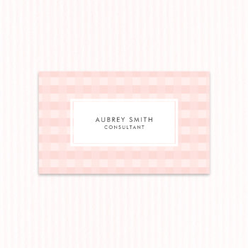 Light Pink Gingham Pattern Professional Business Card by whimsydesigns at Zazzle