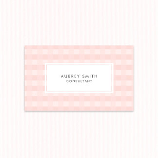 Light Pink Gingham Pattern Professional Business Card