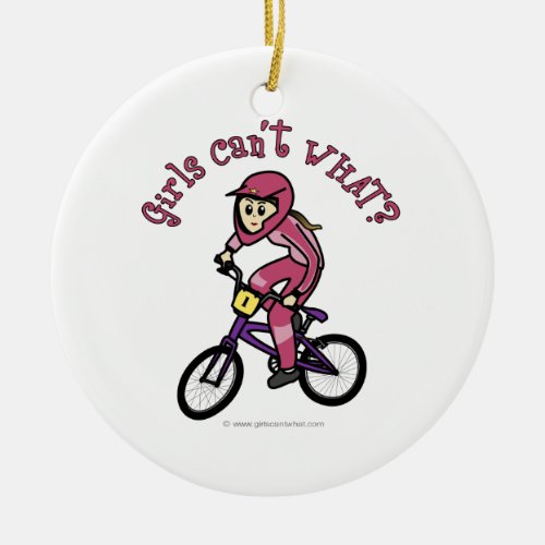 Light Pink Girls BMX Ceramic Ornament