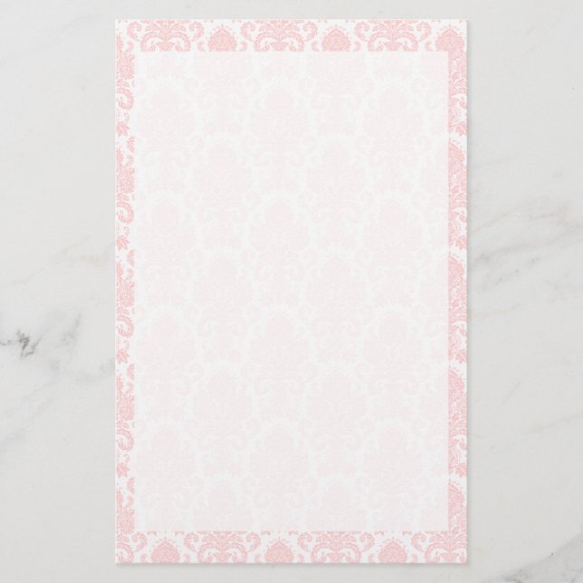 Light Pink Girly Damask Stationery (Front)