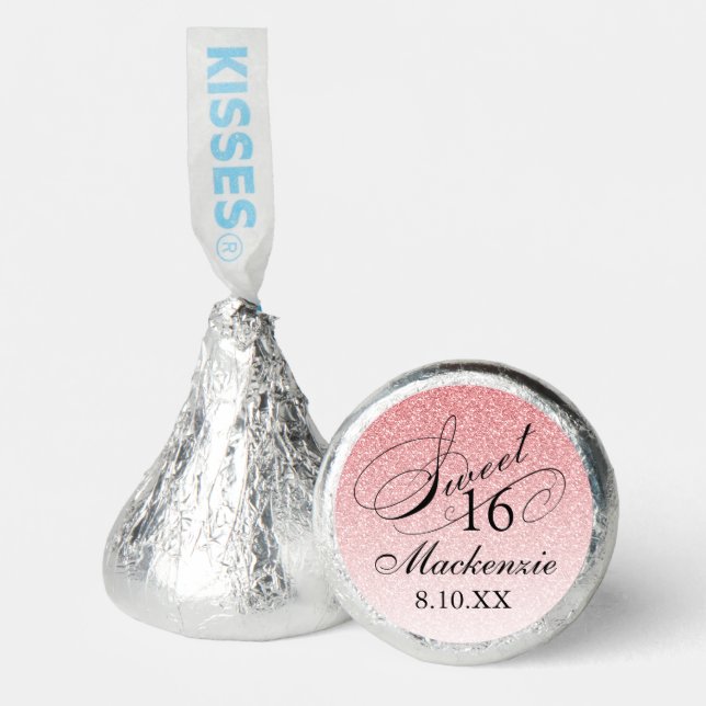 Light Pink Glam Glitter Sweet 16 Personalized Hershey®'s Kisses® (Front)