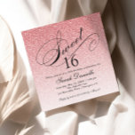 Light Pink Glam Glitter Sweet 16 Square Invitation<br><div class="desc">This beautiful invitation features faux ombre glitter and your custom text.  Use the template form the add your information.  Change the font or add more text using the Customize It feature.</div>