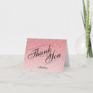 Light Pink Glam Glitter Thank You Card