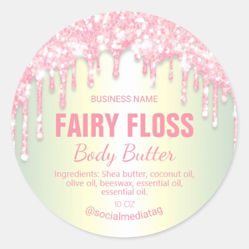 Light Pink Glitter Drips Body Butter Labels