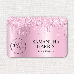 Light Pink Glitter Drips Shimmer Name Tag
