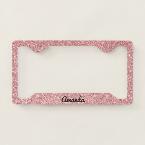 Light Pink Glitter License Plate Frame