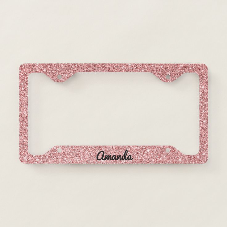 Light Pink Glitter License Plate Frame Zazzle