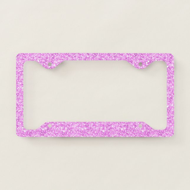 Light pink glitter pattern license plate frame (Front)