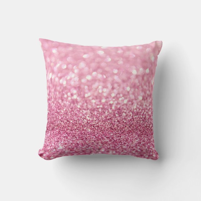 Light Pink Glitter Throw Pillow (Front)