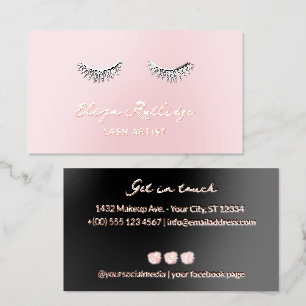 Light Pink Glossy Lashes Lash Artist Rose Gold Foil Spot Gloss Business Cards