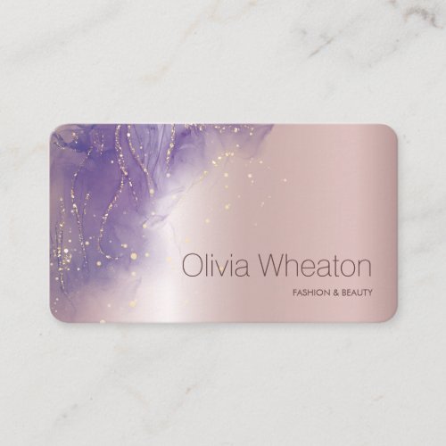 Light Pink Gold and Purple Sparkle Salon Stylist  Business Card