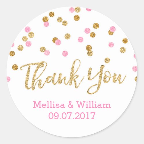 Light Pink Gold Confetti Wedding Favor Tags