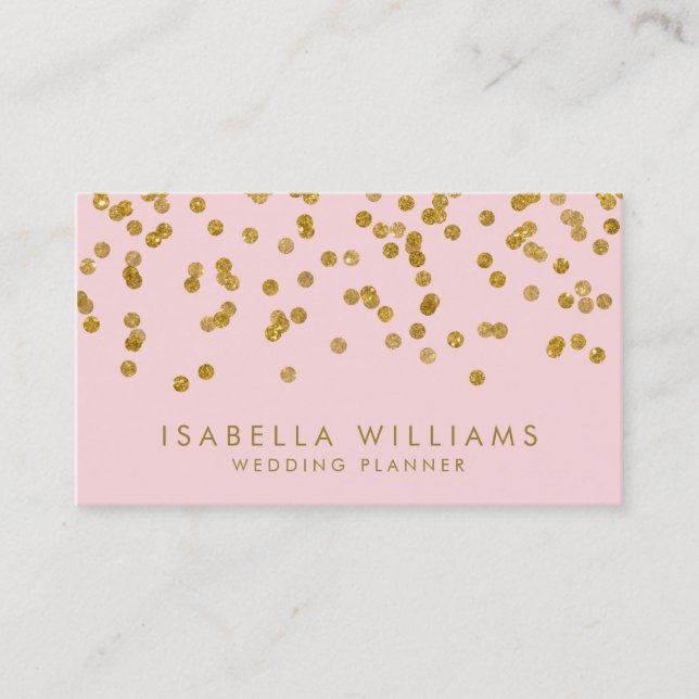 Light Pink & Gold Foil Confetti Business Card (Front)