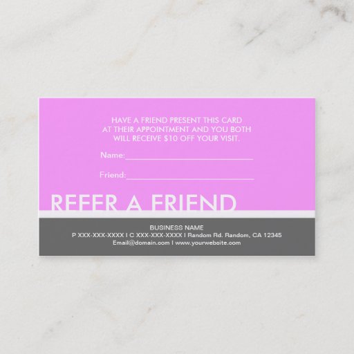 Customizable Light pink gray simple refer a friend cards business card