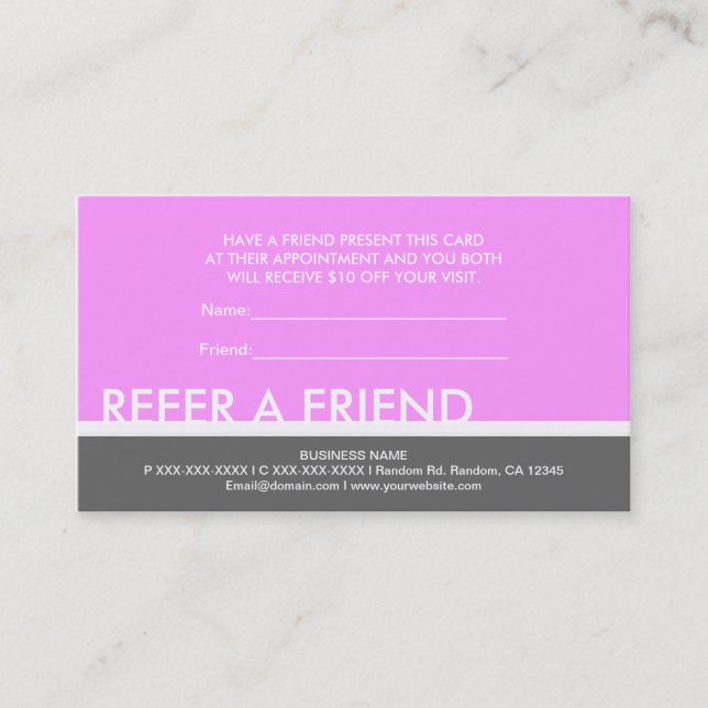 Light pink gray simple refer a friend cards (Front)