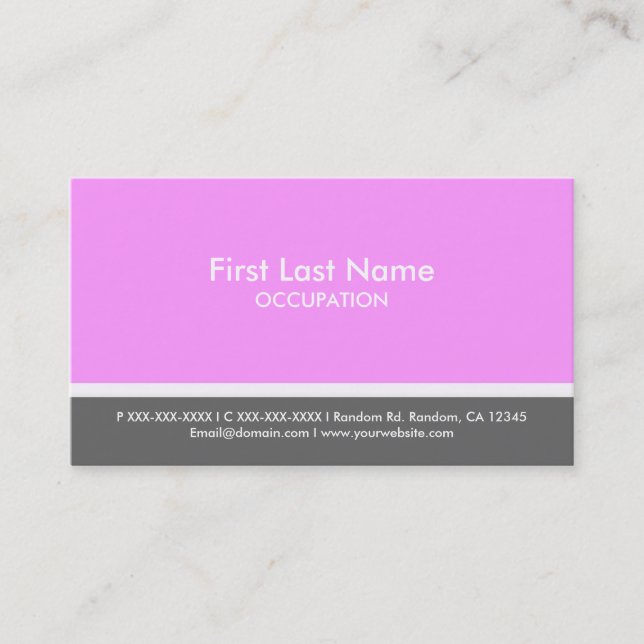 Light pink gray stripe custom business cards (Front)