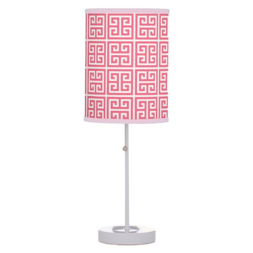 Light Pink Greek Key Table Lamp