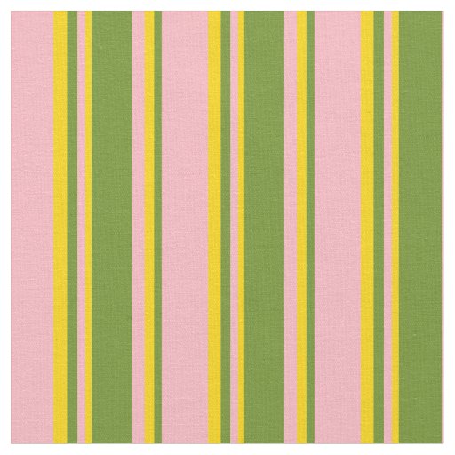 Light Pink, Green, and Yellow Stripes Fabric