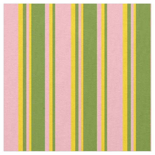 Light Pink, Green, and Yellow Stripes Fabric (Close Up)
