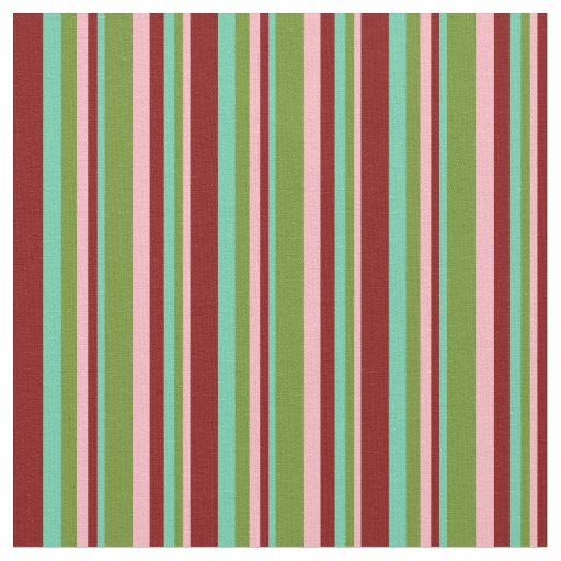Light Pink, Green, Aquamarine, and Maroon Lines Fabric