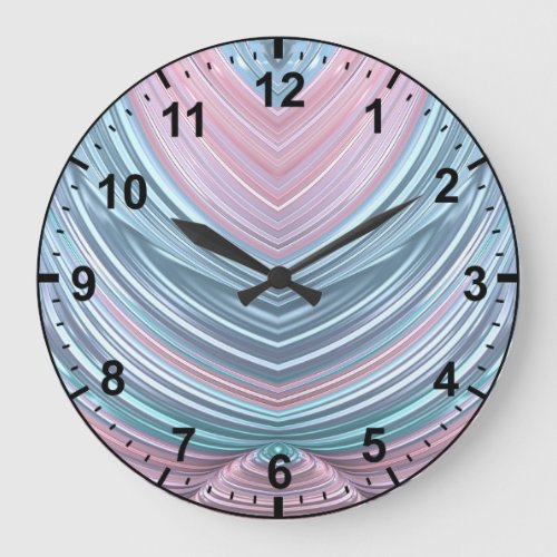 Light Pink Green Blue Fractal Pattern Large Clock
