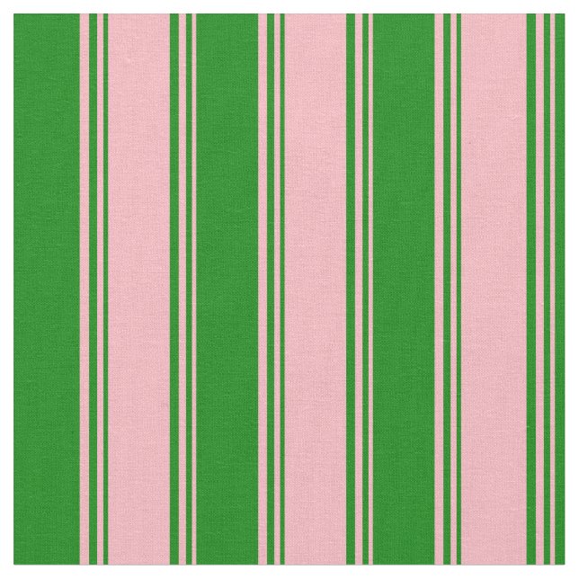 Light Pink & Green Lines/Stripes Pattern Fabric (Close Up)