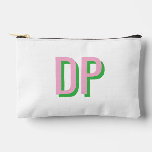 Light Pink + Green Monogram Bridesmaid Accessory Pouch