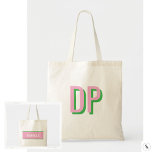 Light Pink   Green Monogram Bridesmaid Tote Bag<br><div class="desc">Light Pink Green | Stay cool and stylish with the *Shadow Monogram Collection* insulated tumbler, featuring a sleek two-color monogram with stripe accent. Perfect for bridal showers, bachelorette trips, or wedding day prep, this tumbler combines functionality with a chic beachy aesthetic. Click on "personalize this design" to add your details....</div>