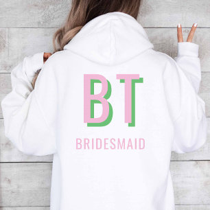 Light Pink + Green Monogram Wedding Party Hoodie