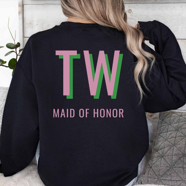 Light Pink + Green Monogram Wedding Party  Sweatshirt (Light Pink + Green Monogram Sweatshirt)