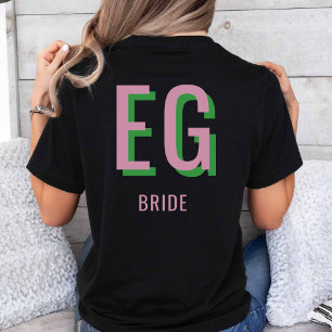 Light Pink + Green Monogram Wedding Party   T-Shirt