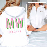 Light Pink   Green Monogram Wedding Party Zip-Up  Hoodie<br><div class="desc">Stay stylish, coordinated, and warm with the Shadow Monogram Collection Full Zip Hoodie, featuring a bold two-color monogram. Perfect for bridesmaids, this trendy sweatshirt is a must-have for bachelorette trips, bridal showers, or creating a cohesive #OOTD with your bridal party. The modern, beachy aesthetic fits perfectly within the soft girl...</div>