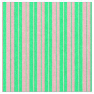 Light Pink & Green Pattern of Stripes Fabric
