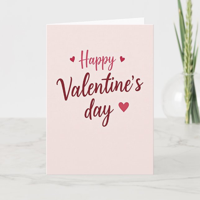 Light Pink Happy Valentines Day Card (Front)