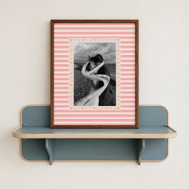 Light Pink Heart Border Poster - Custom Gift (Light Pink Heart Border Poster - close-up view (frame/decor not included)
)