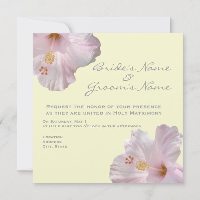 Light Pink Hibiscus Wedding Invitation (Front)