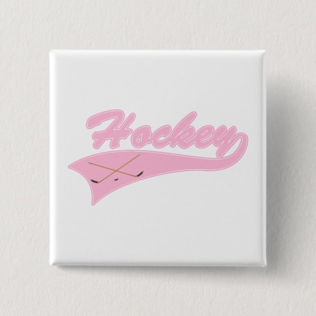 Light Pink Hockey Logo Pinback Button (Front)