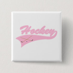 Light Pink Hockey Logo Pinback Button