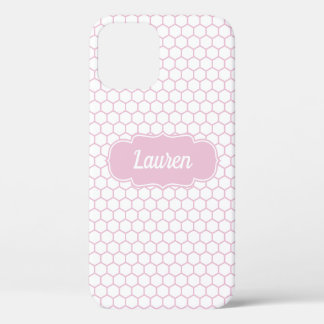 Light Pink Honeycomb Custom Monogram Case-Mate iPh iPhone 12 Pro Case