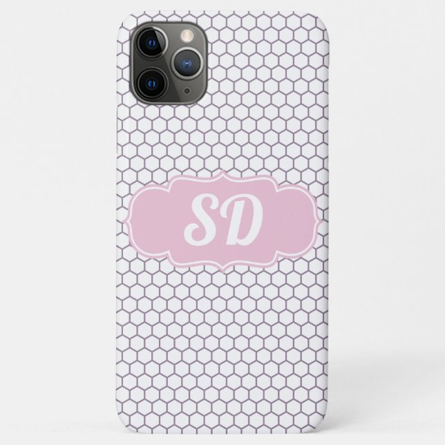 Light Pink Honeycomb Custom Monogram Case-Mate iPhone Case (Back)