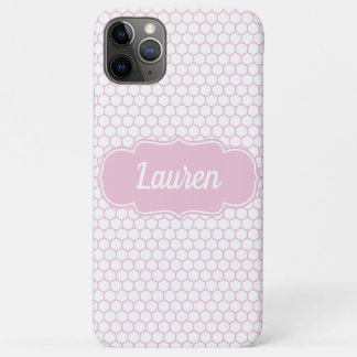 Light Pink Honeycomb Custom Monogram iPhone 11 Pro Max Case