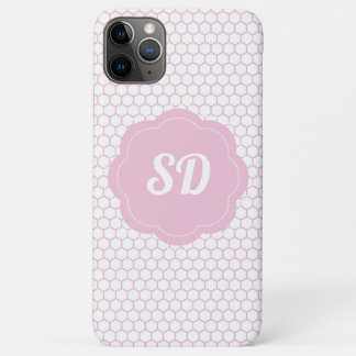 Light Pink Honeycomb Custom Monogram iPhone 11 Pro Max Case