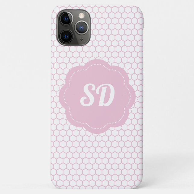 Light Pink Honeycomb Custom Monogram Case-Mate iPhone Case (Back)